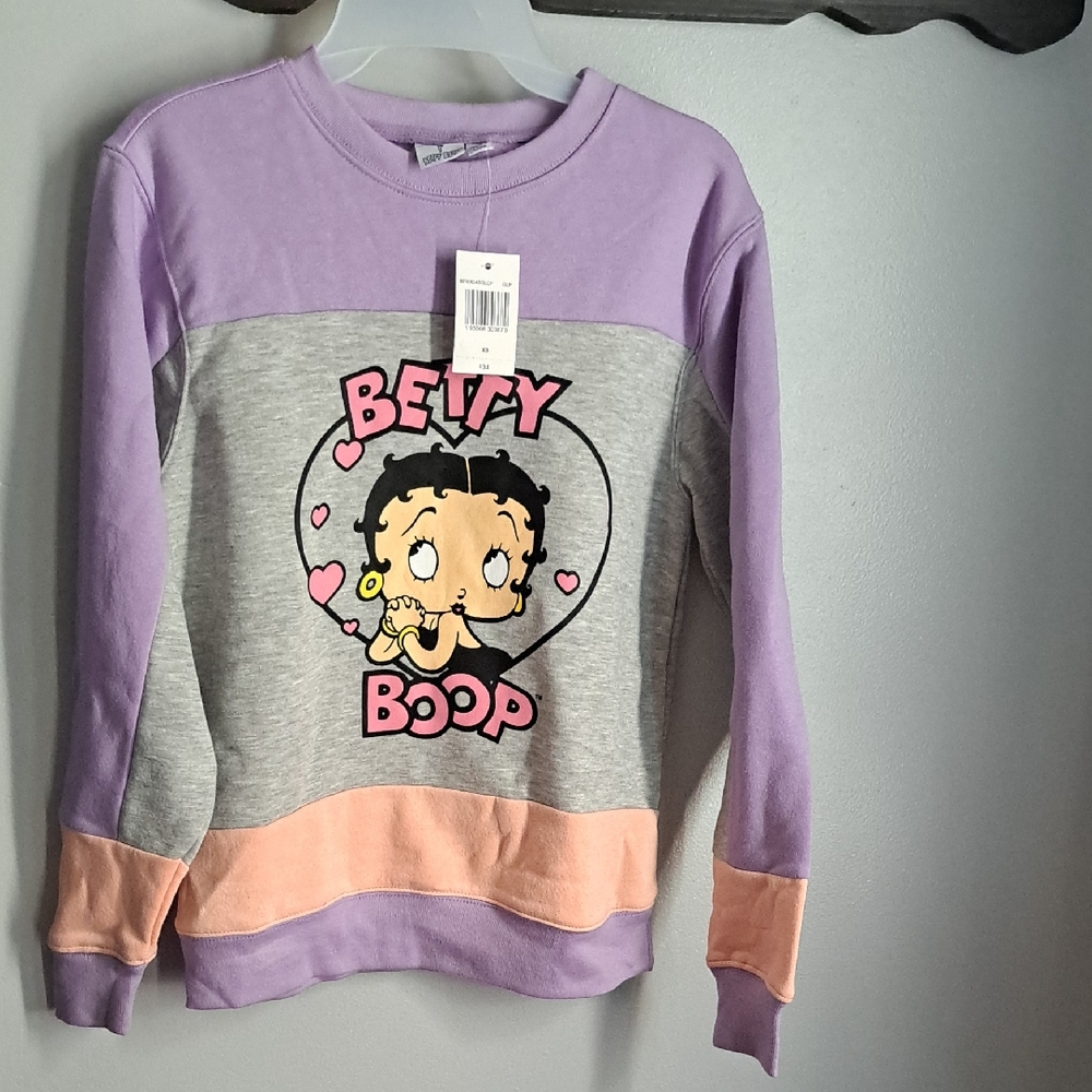 Betty Boop Purple and Gray Sweatshirt Casual Style Size XS New